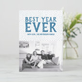 Aanvang beste jaar-ooit-fotokaart | Blauw Feestdagenkaart (Staand voorkant)