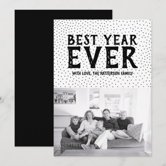 Aanvang beste jaar-ooit-fotokaart | Zwart Feestdagenkaart (Voorkant / Achterkant)