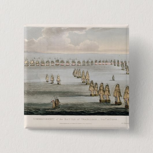 Aanvang van de slag op Trafalgar op 21 oktober Vierkante Button 5,1 Cm (Voorkant)