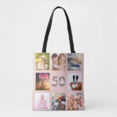 Aanvankelijke foto collage roos goudroze tote bag (Voorkant)