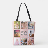 Aanvankelijke foto collage roos goudroze tote bag (Achterkant)