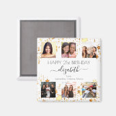 Aanvankelijke foto collage witte goudvrienden magneet (Voorkant / Achterkant)