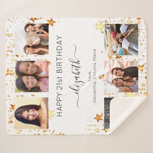 Aanvankelijke foto collage witte goudvrienden sherpa deken (Voorkant (horizontaal))