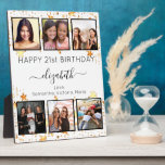 Aanvankelijke foto collage witte zwarte vrienden fotoplaat<br><div class="desc">Een geschenk van vrienden voor de 21ste (of om het even welke leeftijd) verjaardag van een vrouw, die haar leven viert met een collage van 6 van uw hoogstaande foto's van haar, haar vrienden, familie, interesse of huisdieren. Geef haar naam, 21 jaar en uw namen een persoonlijk tintje en voeg...</div>