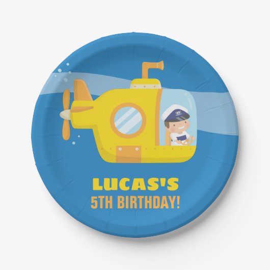 Aanvoer onderzeese jongen onderwater op zaterdag papieren bordje (Voorkant)