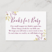 Aanvraag Baby shower Fuchsia & Gold Foliage Book Informatiekaartje (Voorkant)