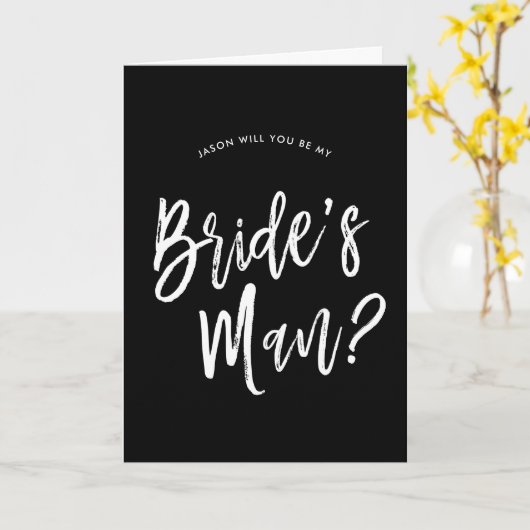 Aanvraag bruidegom | Wit script aanpasbaar Kaart (Gele Bloem)