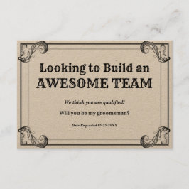 Aanvraag bruidsjonker Vintage Teambuilding Kaart