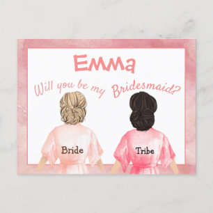Aanvraag bruidsmeisje/Meisjes badjassen van achter Uitnodiging Briefkaart
