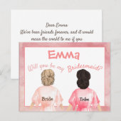 Aanvraag bruidsmeisje/Meisjes badjassen Van achter Uitnodiging Briefkaart (Voorkant / Achterkant)