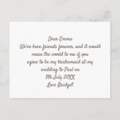 Aanvraag bruidsmeisje/Meisjes badjassen Van achter Uitnodiging Briefkaart (Achterkant)