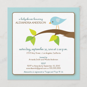 Aanvraag op aangepast Baby shower op tweet (blauw) Kaart