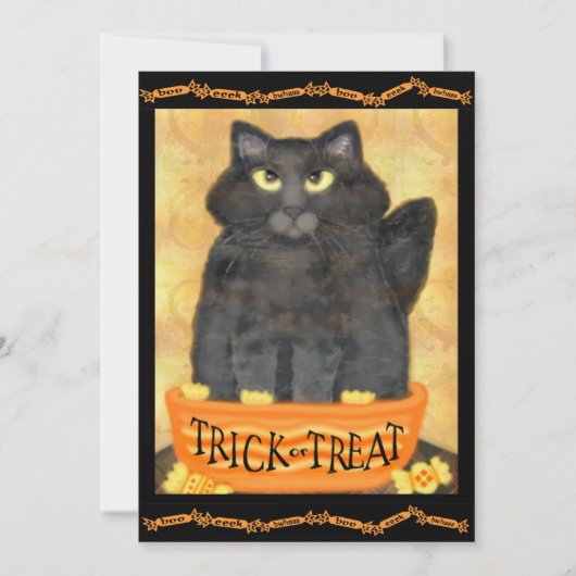 Aanvraag van de standaard Funny Black Cat Hallowee Kaart (Voorkant)