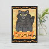 Aanvraag van de standaard Funny Black Cat Hallowee Kaart (Staand voorkant)