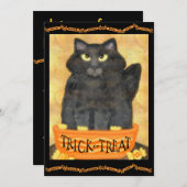 Aanvraag van de standaard Funny Black Cat Hallowee Kaart (Voorkant / Achterkant)