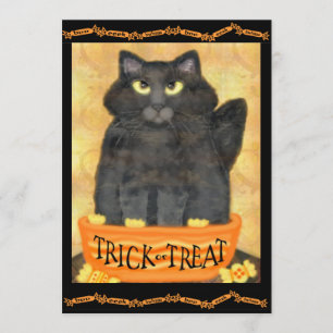 Aanvraag van de standaard Funny Black Cat Hallowee Kaart