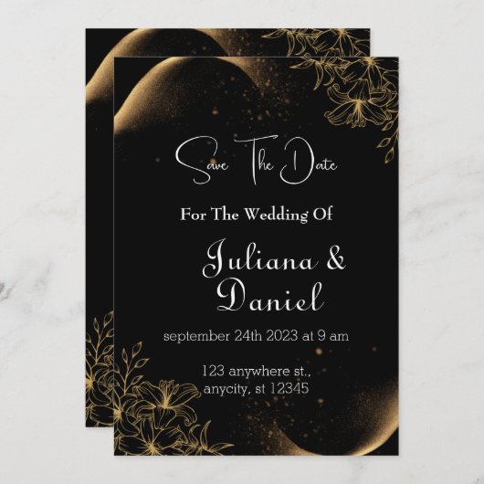 Aanvraag van uw aanwezigheid: bruiloft uitnodiging (Voorkant / Achterkant)