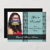 Aanvraag voor aangepaste blauwe  feestdagen kaart (Voorkant / Achterkant)