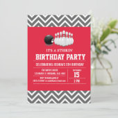 Aanvraag voor Aangepaste Bowling Birthday Party fo Kaart (Staand voorkant)
