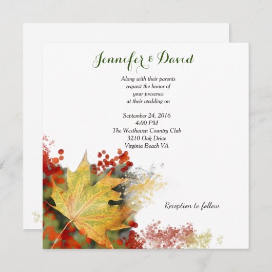 Aanvraag voor aangepaste bruiloft door Herfst met  Kaart (Voorkant / Achterkant)