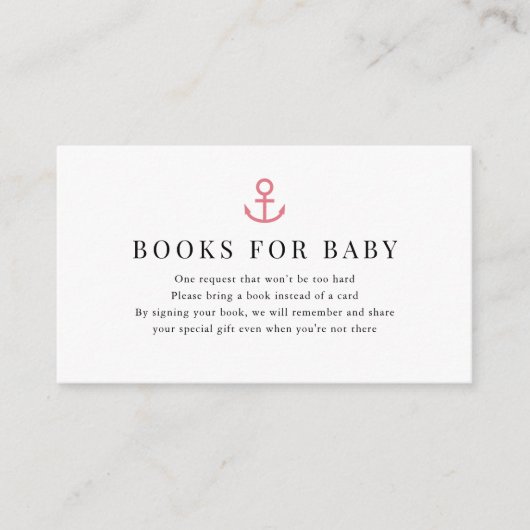 Aanvraag voor anker roze Baby shower Informatiekaartje (Voorkant)