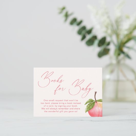 Aanvraag voor Baby shower met klein peach Informatiekaartje (Staand voorkant)