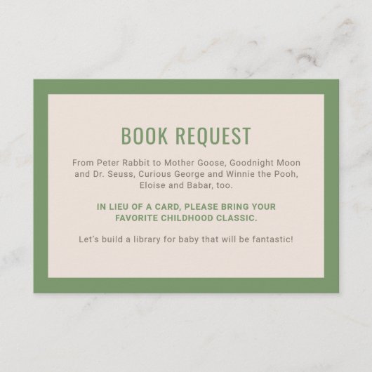 Aanvraag voor Baby shower van het boek Groene boss Informatiekaartje (Voorkant)