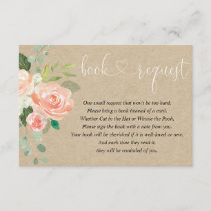 aanvraag voor baby shower van meisjes, perzikkraft informatiekaartje