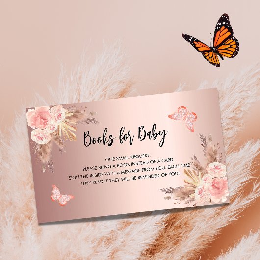Aanvraag voor baby shower van pampas florale vlind informatiekaartje