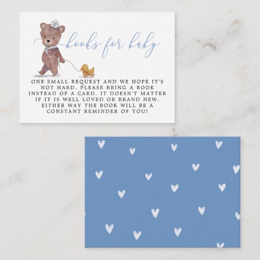 Aanvraag voor Baby shower van Teddy Bear Boy Informatiekaartje (Voorkant / Achterkant)