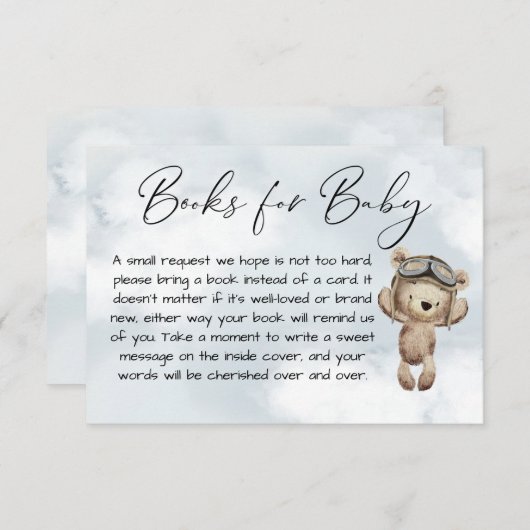 Aanvraag voor  beer baby shower informatiekaartje (Voorkant / Achterkant)