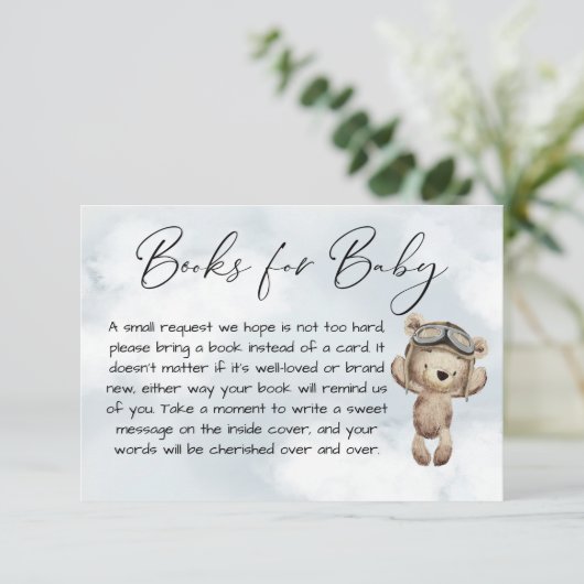 Aanvraag voor  beer baby shower informatiekaartje (Staand voorkant)