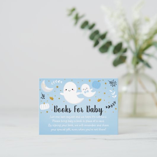 Aanvraag voor boekje met kleine Boo Blue Ghost-Bab Informatiekaartje (Staand voorkant)