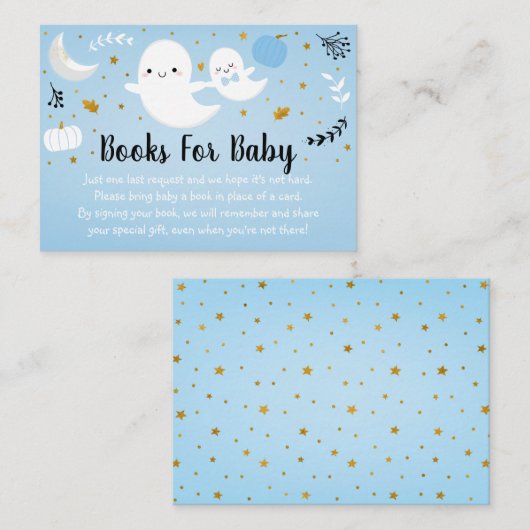 Aanvraag voor boekje met kleine Boo Blue Ghost-Bab Informatiekaartje (Voorkant / Achterkant)