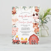 AANVRAAG VOOR EDITABLE Boerderij Baby shower Kaart (Staand voorkant)