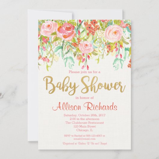Aanvraag voor Floral baby shower Kaart (Voorkant)