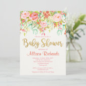 Aanvraag voor Floral baby shower Kaart (Staand voorkant)