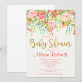 Aanvraag voor Floral baby shower Kaart (Voorkant / Achterkant)
