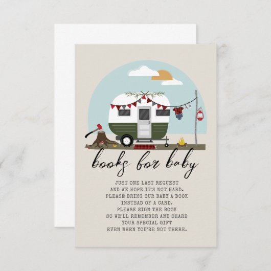 Aanvraag voor Groen Camper Lumberjack Baby shower  Informatiekaartje (Voorkant / Achterkant)