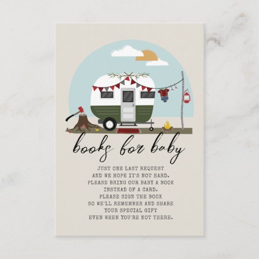 Aanvraag voor Groen Camper Lumberjack Baby shower  Informatiekaartje (Voorkant)