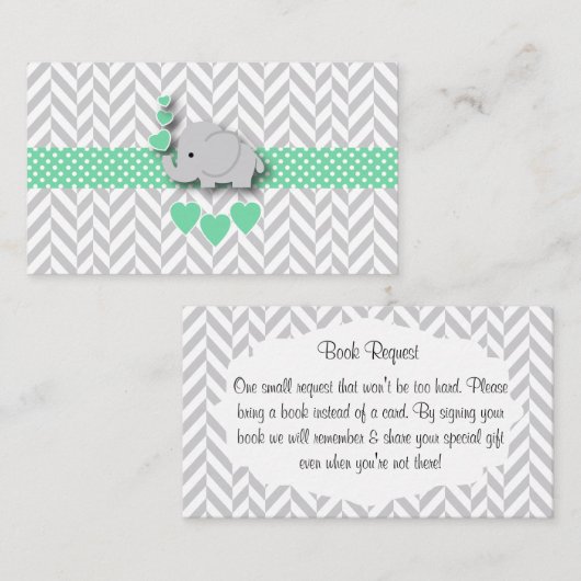 Aanvraag voor groen grijs Baby shower Informatiekaartje (Voorkant / Achterkant)