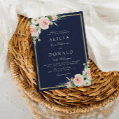 Aanvraag voor marineslag en bloesse bruiloft kaart