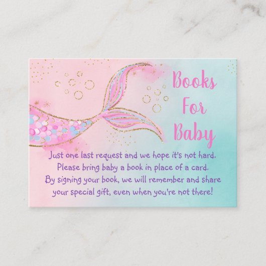 Aanvraag voor Mermaid Pink Gold Baby shower Book Informatiekaartje (Voorkant)
