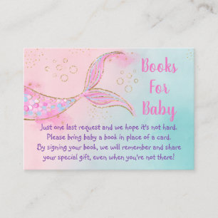 Aanvraag voor Mermaid Pink Gold Baby shower Book Informatiekaartje