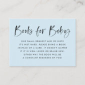 Aanvraag voor modern blauw Baby shower boek Informatiekaartje (Voorkant)