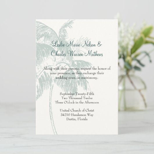 Aanvraag voor Tropische bruiloft Kaart (Staand voorkant)