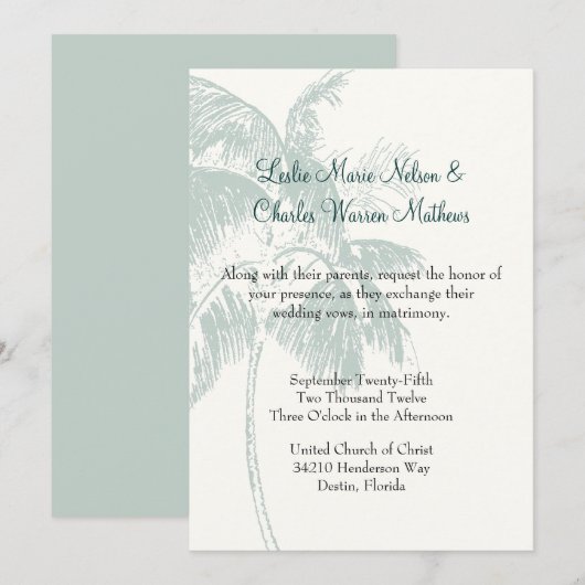 Aanvraag voor Tropische bruiloft Kaart (Voorkant / Achterkant)