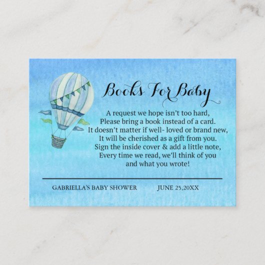 Aanvraag voor waterverf Hot Air-ballonboek Informatiekaartje (Voorkant)