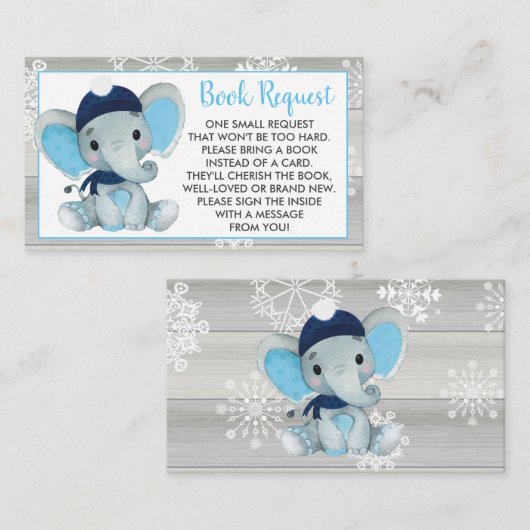 Aanvraagkaartje voor Navy Blue Elephant book Informatiekaartje (Voorkant / Achterkant)