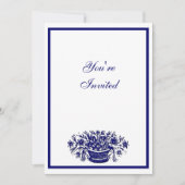 Aanvragen van de blauwe en witte Floral Aangepaste Kaart (Voorkant)